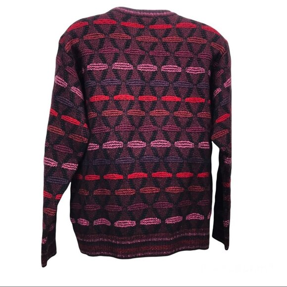 Galilei Made in Italy wool Crew Neck Knot Burgundy sweater Women size M - Picture 3 of 14